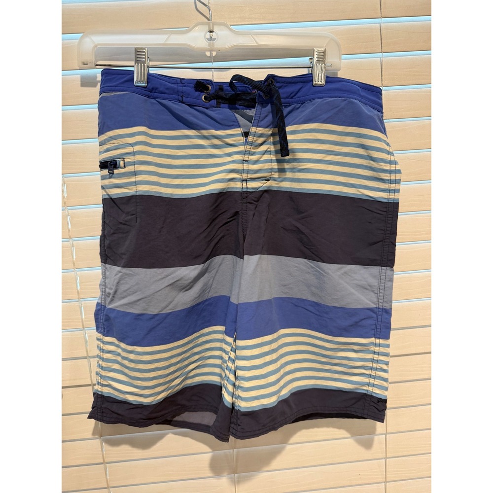 Patagonia Kids Boys Blue Striped Board Shorts Swim Trunks Size 18